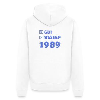 1989 - Unisex Premium Bio Zip Hoodie - Weiß - Hinten - Thijin (182cm)