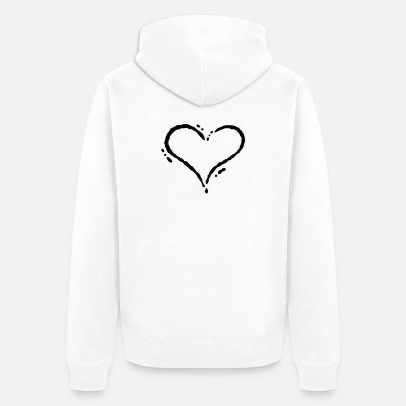 Herz - Scribble (Zeichnung) - Unisex Premium Bio Zip Hoodie - Weiß