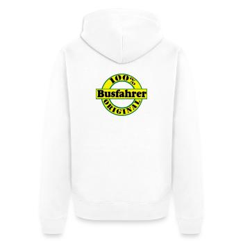 Busfahrer Bus Omnibus 100% Busfahrer Original(25) - Unisex Premium Bio Zip Hoodie - Weiß - Hinten - Thijin (182cm)