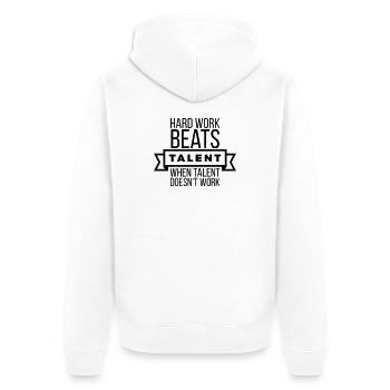 Hard Work Beats Talent - Black Motivational  - Unisex Premium Organic Zip Hoodie - white - Back - Thijin (182cm)