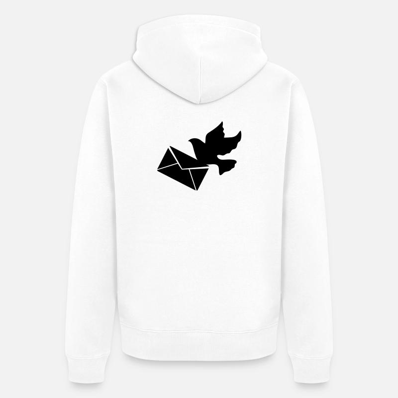 Pigeon voyageur avec une lettre - Veste à capuche bio Premium Unisexe - blanc