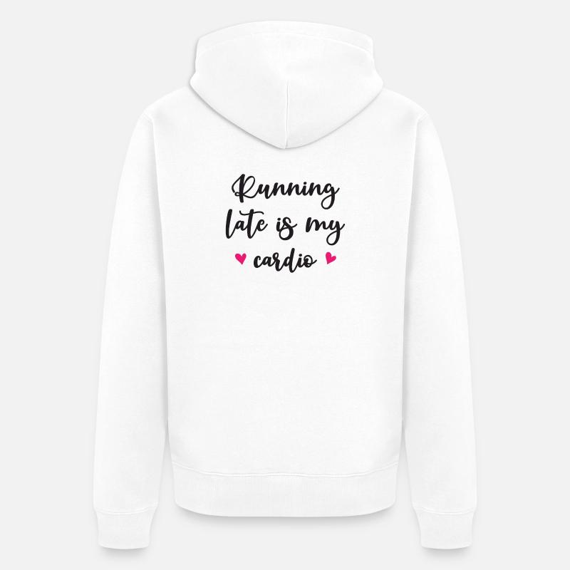 Courir tard est mon cardio - Veste à capuche bio Premium Unisexe - blanc