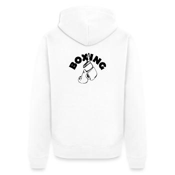 boxing boxen symbol logo Boxer Verein Gym icon - Unisex Premium Bio Zip Hoodie - Weiß - Hinten - Thijin (182cm)