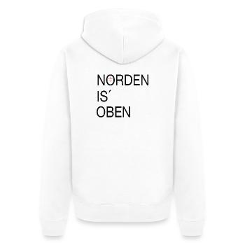 Norden is oben - Unisex Premium Bio Zip Hoodie - Weiß - Hinten - Thijin (182cm)