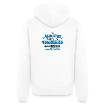 Amoureux d'une agricultrice - Veste à capuche bio Premium Unisexe - blanc - Dos - Thijin (182cm)
