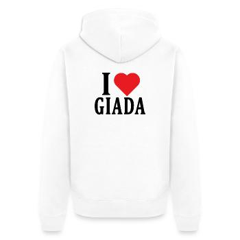 t-shirt J’adore Giada idée cadeau t-shirt - Veste à capuche bio Premium Unisexe - blanc - Dos - Thijin (182cm)