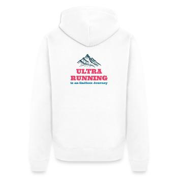 Ultra Running is an Endless Journey - Unisex Premium Organic Zip Hoodie - white - Back - Thijin (182cm)