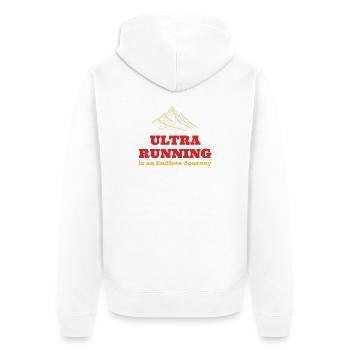 Ultra-Laufen ist eine endlose Reise - Unisex Premium Bio Zip Hoodie - Weiß - Hinten - Thijin (182cm)