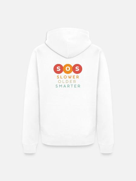 SOS Slower Older Smarter Design - Unisex Premium Bio Zip Hoodie - Weiß