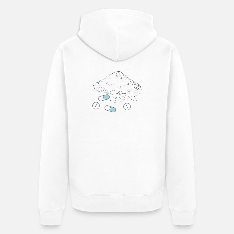 Complément alimentaire Pilules Poudre Comprimés - Veste à capuche bio Premium Unisexe - blanc