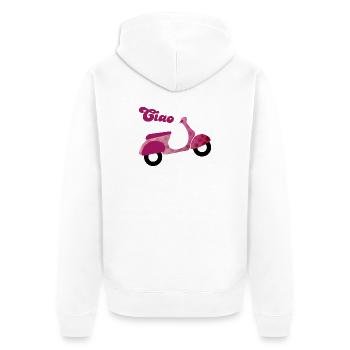 Roller Ciao Italien Urlaub Punkt Dots Lebensfreude - Unisex Premium Bio Zip Hoodie - Weiß - Hinten - Thijin (182cm)