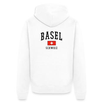 Basel Switzerland Flag - Unisex Premium Organic Zip Hoodie - white - Back - Thijin (182cm)