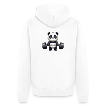 Cool Panda Weightlifting Dumbbell Fitness - Unisex Premium Organic Zip Hoodie - white - Back - Thijin (182cm)