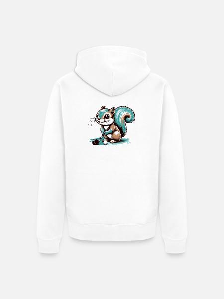 Cute cartoon squirrel playing golf - Unisex Premium Organic Zip Hoodie - white