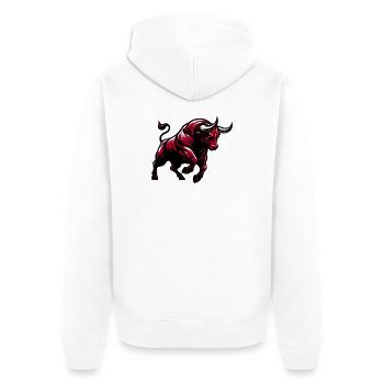 Stier - Unisex Premium Bio Zip Hoodie - Weiß - Hinten - Thijin (182cm)