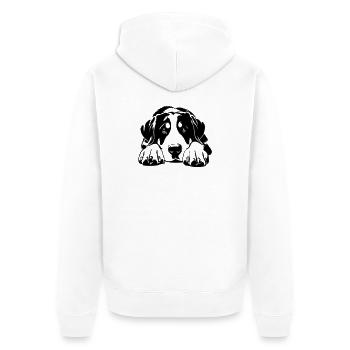 Großer Schweizer Sennenhund - Unisex Premium Bio Zip Hoodie - Weiß - Hinten - Thijin (182cm)