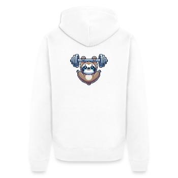 Haltère paresseux Entraînement de traction drôle - Veste à capuche bio Premium Unisexe - blanc - Dos - Thijin (182cm)