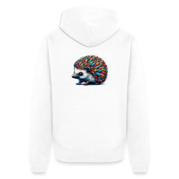 Igel - Unisex Premium Bio Zip Hoodie - Weiß - Hinten - Thijin (182cm)