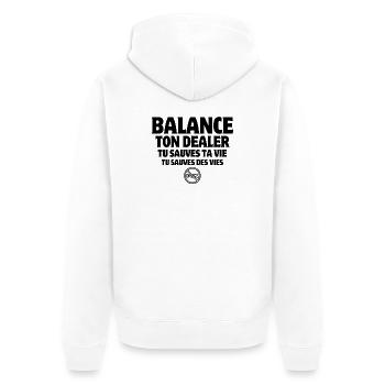 Anti-Drogen, Gesundes Leben, Keine Drogen - Unisex Premium Bio Zip Hoodie - Weiß - Hinten - Thijin (182cm)