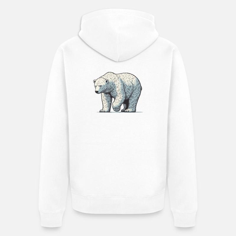 Eisbär - Unisex Premium Bio Zip Hoodie - Weiß