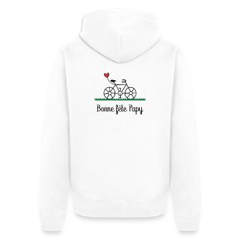 PAPY. FÊTE DES PÈRES. BONNE FÊTE PAPY. JE T'AIME. - Veste à capuche bio Premium Unisexe - blanc - Dos - Thijin (182cm)