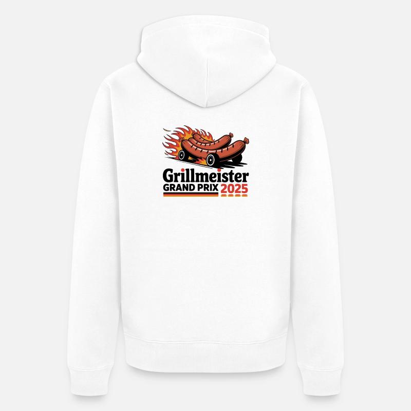 Grillmeister Grand Prix Bratwurst Racing BBQ - Veste à capuche bio Premium Unisexe - blanc