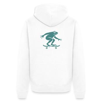 Minimalist Frog Toad Toad Skateboarder - Unisex Premium Organic Zip Hoodie - white - Back - Thijin (182cm)