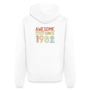 Retro 1982 Feierliche Typografie - Unisex Premium Bio Zip Hoodie - Weiß - Hinten - Thijin (182cm)