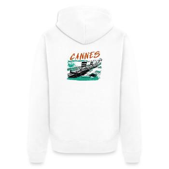 Cannes Côte d'Azur Illustration - Unisex Premium Bio Zip Hoodie - Weiß - Hinten - Thijin (182cm)