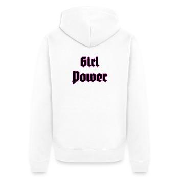 Girl Power Neon Umriss - Unisex Premium Bio Zip Hoodie - Weiß - Hinten - Thijin (182cm)