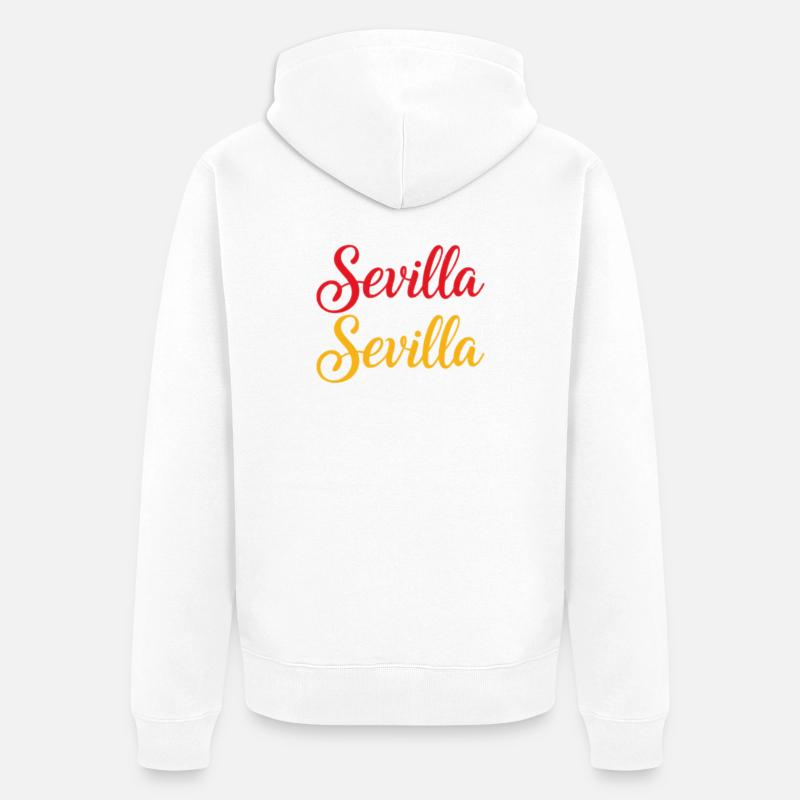 Sevilla Script Duo Rouge Jaune Rétro - Veste à capuche bio Premium Unisexe - blanc