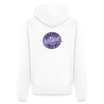 Schlimmer als es aussieht, Post Vac - Unisex Premium Bio Zip Hoodie - Weiß - Hinten - Thijin (182cm)