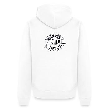 Schlimmer als es aussieht, Post Vac - Unisex Premium Bio Zip Hoodie - Weiß - Hinten - Thijin (182cm)
