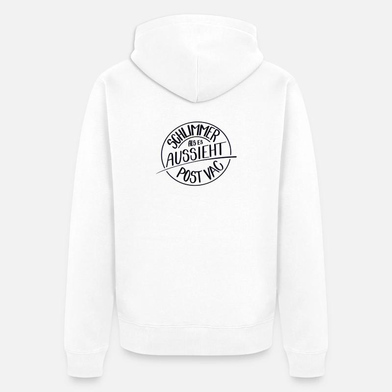 Schlimmer als es aussieht, Post Vac - Unisex Premium Bio Zip Hoodie - Weiß
