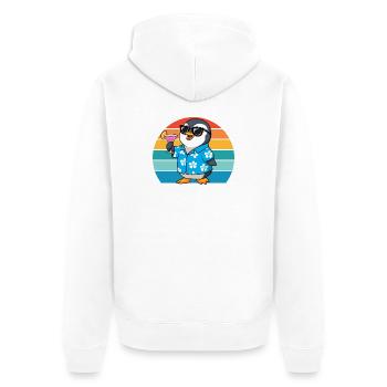 Retro Penguins Sunglasses Cool Penguin - Unisex Premium Organic Zip Hoodie - white - Back - Thijin (182cm)