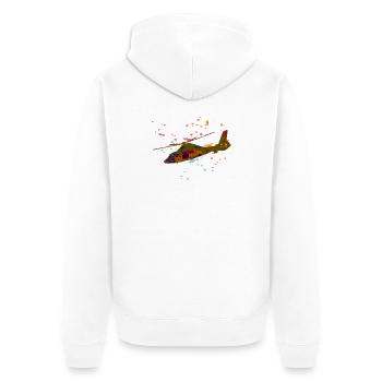 Bunter Hubschrauber Splatter-Design - Unisex Premium Bio Zip Hoodie - Weiß - Hinten - Thijin (182cm)