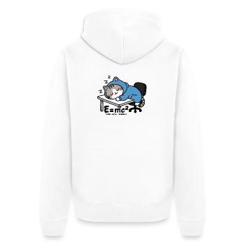 E = mc² - Schlafkatze im blauen Pyjama - Unisex Premium Bio Zip Hoodie - Weiß - Hinten - Thijin (182cm)
