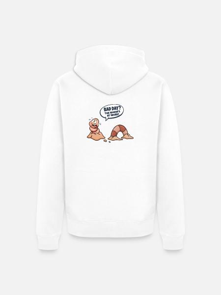 Worm in the workplace Bad day - Unisex Premium Organic Zip Hoodie - white