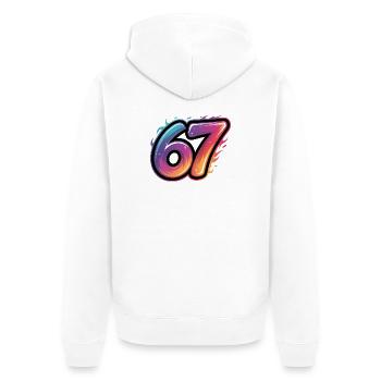 67 - T-shirt Funny Six Seven - Veste à capuche bio Premium Unisexe - blanc - Dos - Thijin (182cm)