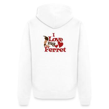 Ich liebe mein Frettchen - Unisex Premium Bio Zip Hoodie - Weiß - Hinten - Thijin (182cm)