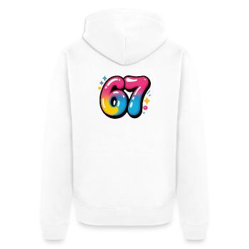 67 Six Sept Ballons Colorés - Veste à capuche bio Premium Unisexe - blanc - Dos - Thijin (182cm)