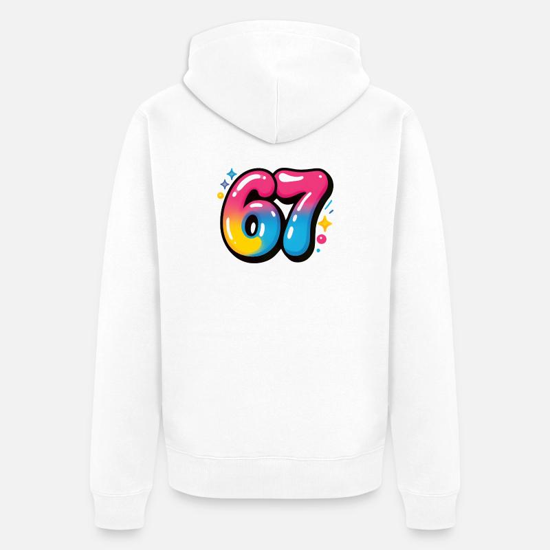 67 bunt sechs sieben bunte Luftballons - Unisex Premium Bio Zip Hoodie - Weiß