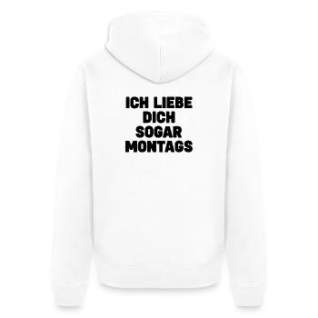 Je t’aime même les lundis – Love with Humour - Veste à capuche bio Premium Unisexe - blanc - Dos - Thijin (182cm)