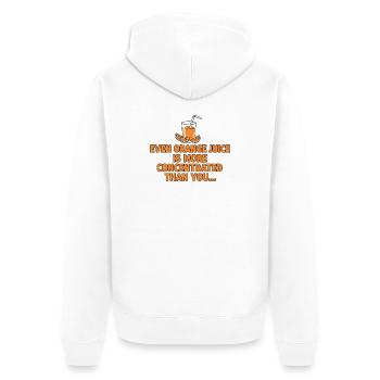 Orange Juice Concentration Funny Saying - Unisex Premium Organic Zip Hoodie - white - Back - Thijin (182cm)