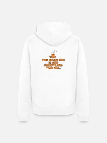 Orange Juice Concentration Funny Saying - Unisex Premium Organic Zip Hoodie - white