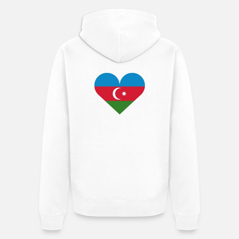 Drapeau du cœur de l’Azerbaïdjan - Veste à capuche bio Premium Unisexe - blanc
