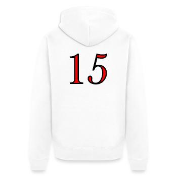 15. 15 YEARS. 15th ANNIVERSARY. 15 YEAR ANNIVERSARY. - Unisex Premium Organic Zip Hoodie - white - Back - Thijin (182cm)