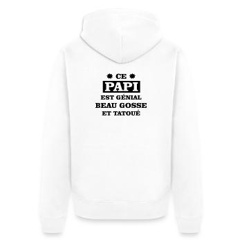 Ce papi est génial beau gosse et tatoué - Veste à capuche bio Premium Unisexe - blanc - Dos - Thijin (182cm)