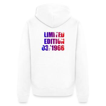 60e anniversaire Édition Limitée 03/1966 - Veste à capuche bio Premium Unisexe - blanc - Dos - Thijin (182cm)