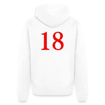 18. 18 ANS. 18e ANNIVERSAIRE. ANNIVERSAIRE 18 ANS. - Veste à capuche bio Premium Unisexe - blanc - Dos - Thijin (182cm)